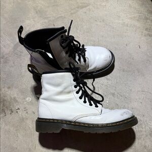 Doc Marten White Leather Lace-Up Boots